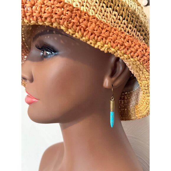 Bullet Style Turquoise Earrings - Picture 5 of 5